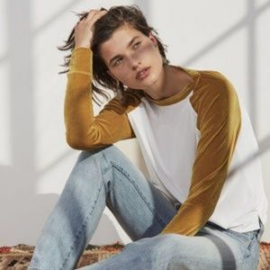 Madewell Velvet Baseball Tee, NWOT